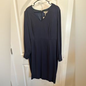 Baby V neck dress with covered button sleeve detail